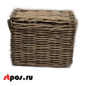 Сундук плетеный из натурального ротанга с крышкой, без ручек, 810х610х600 мм, Темно-Серый
