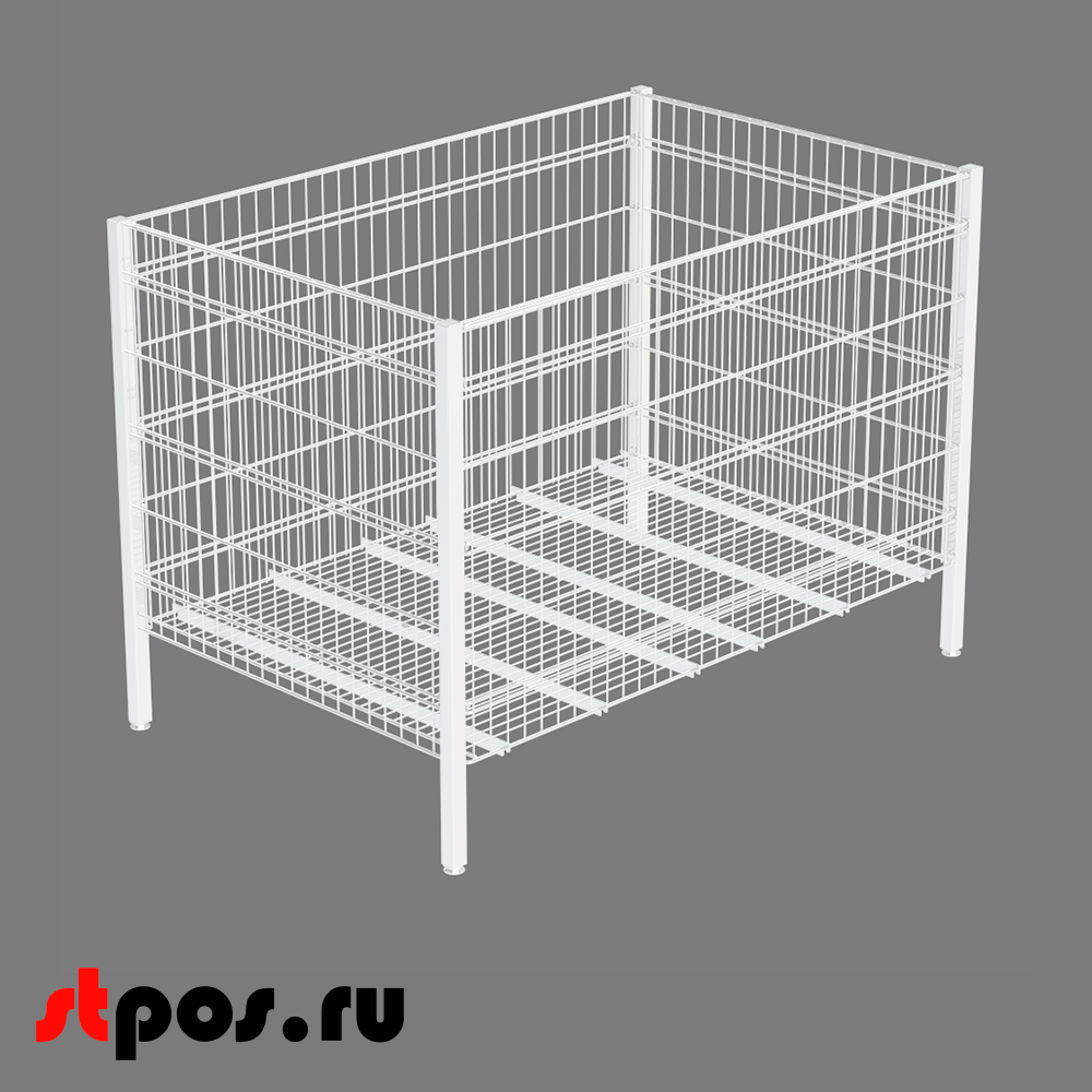 00_Стол для распродаж ГЛУБОКИЙ с регулируемым дном 1200х800х850 мм, Глянец, RAL9016, Белый