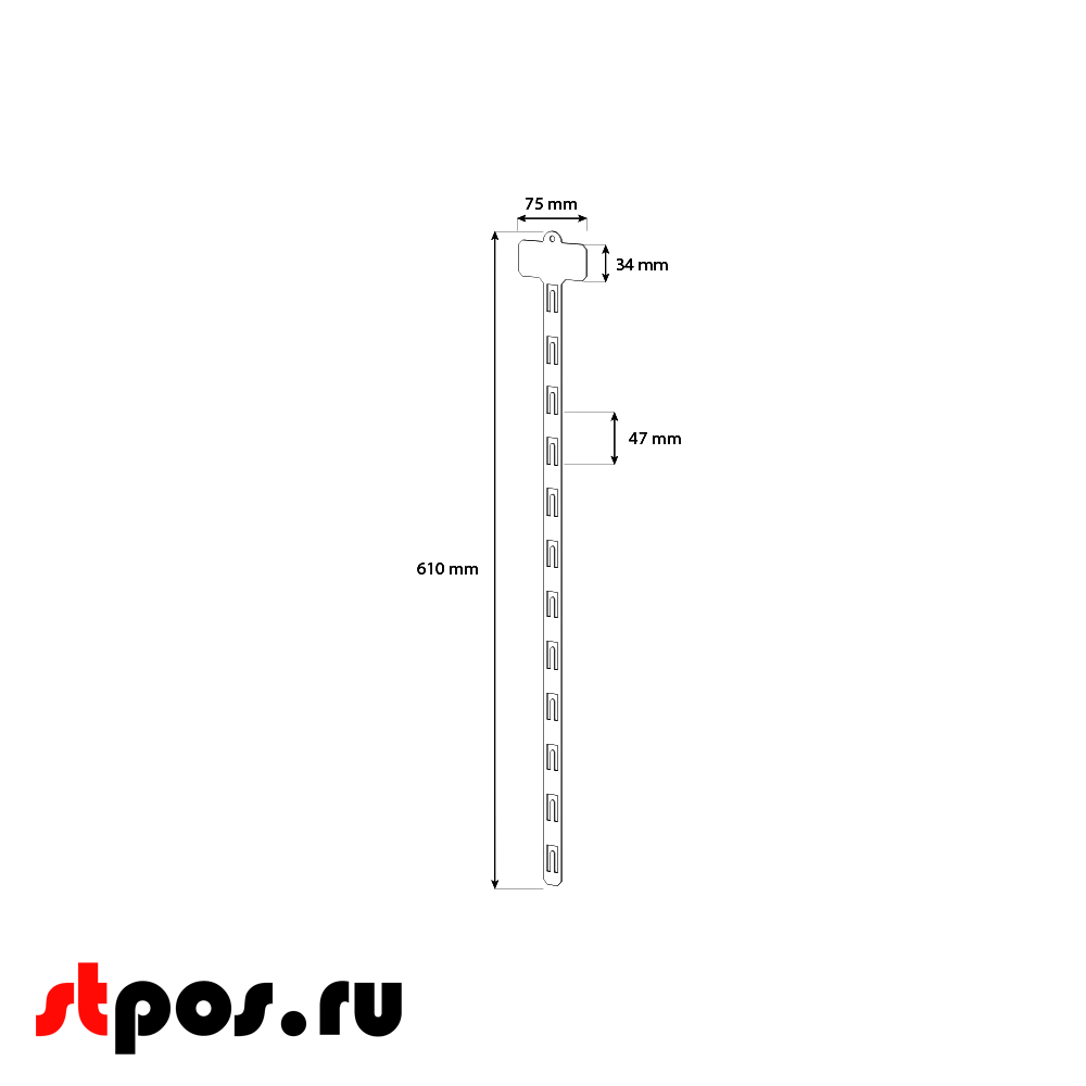 04_Подвесная пластиковая лента 610 мм CLIP STRIP-TR-01, 12 крючков, Прозрачный