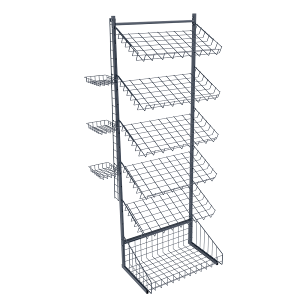 sk_3_НАБОР Стойка прикассовая для выпечки 640мм(1 корзина,5 полок накл,3 полки мини),Глянец,RAL7024 Серый