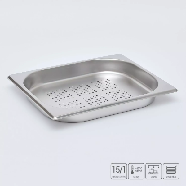01_Гастроёмкость перфорированная из нержавеющей стали 325х265х40 мм (GN1_2 h40), 1,7 л