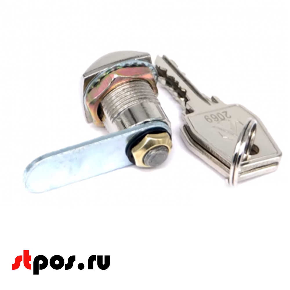 02_Замок мебельный 0802, 20 мм, 90°, Хром