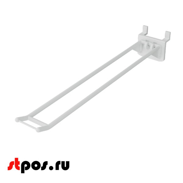00_Крючок на экономпанель HOOK-EP, двойной, 250мм, макс.нагрузка 0,6кг, Белый