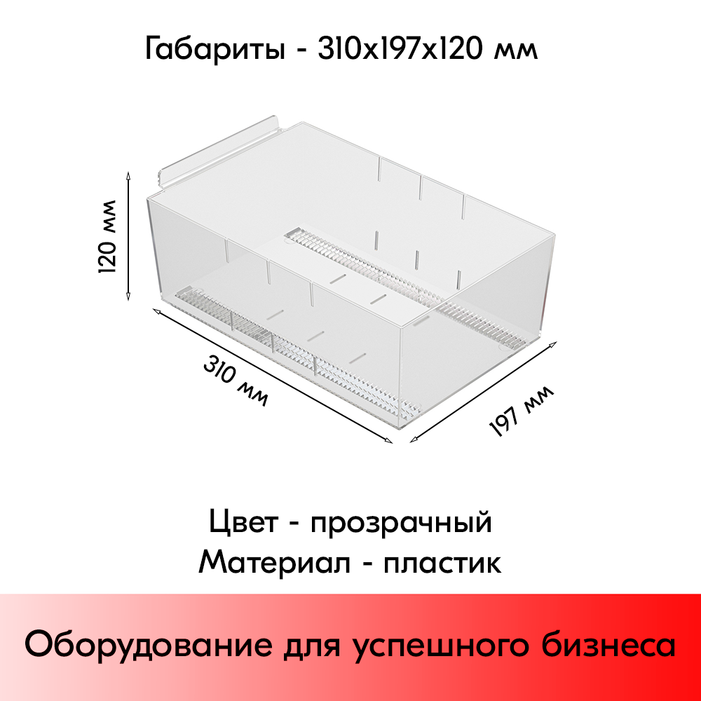 05_Накопитель с разделителями MIDIBOX-EP с креплением в экономпанель, 310х197х120 мм, пластик прозрач