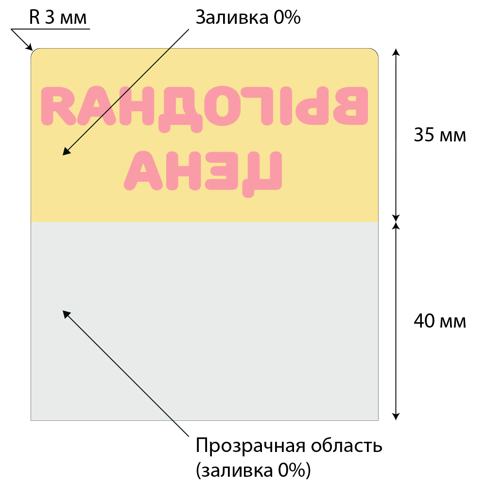 ОМ_2_Шелфстоппер (шелфтокер) из ПЭТ 0,3 мм ценникодержатель, 75х70 мм 