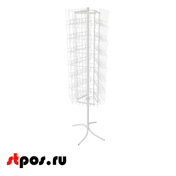 sk_КОМПЛЕКТ Стойка трехгранная вращающаяся 21 газетница, h-1920мм, RAL9016, Белый