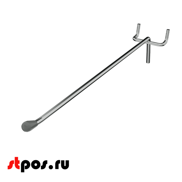 02_Крючок для перфорации одинарный, 400 мм, хром, d4,8мм, Шаг 50 мм