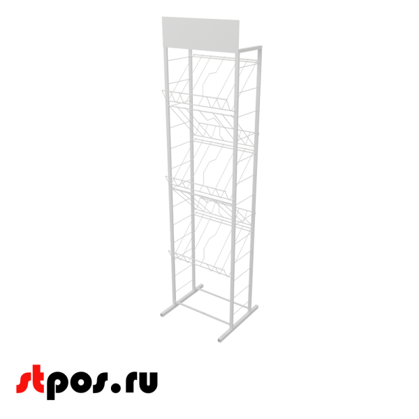 00_Стенд 2А4 с 5 полками двусторонний, RAL9016, Белый