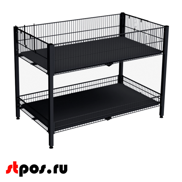 00_Стол для распродаж 2-х ярусный 1200х670х850 мм, Глянец, RAL9005 Черный, спец.цвет