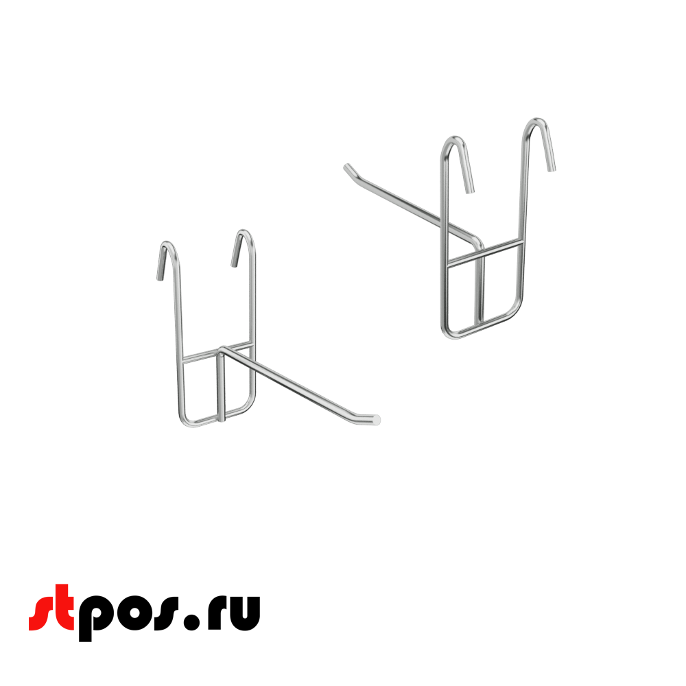 00_Крючок на решетку (решетки), 100мм, d6мм, крепление зацеп, хром