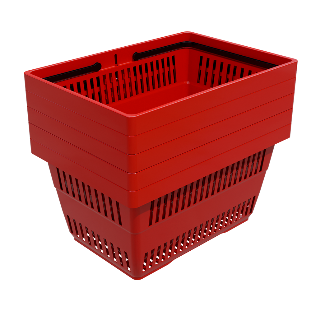 sk_3_Корзина покупательская пластиковая с 2мя пластиковыми ручками 20 л, Красный