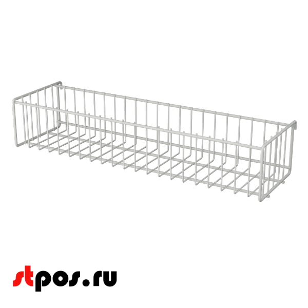 00_Корзина сетчатая на решетку 150х540 мм, h 100 мм Нордика, Глянец, RAL9016 Белый