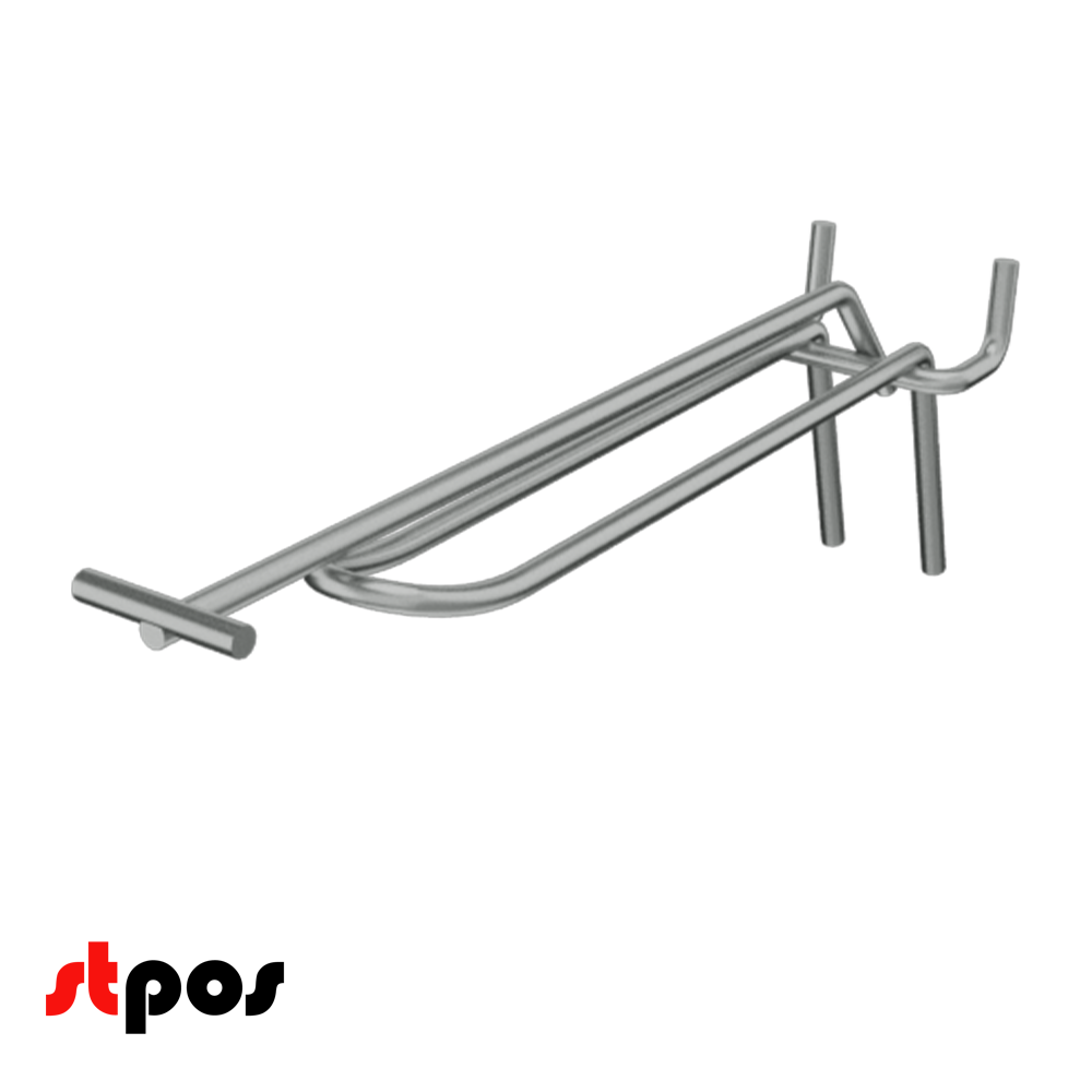 02_Крючок для перфорации двойной с ценникодержателем 200мм, цинк-хром, d4d4мм, шаг 45