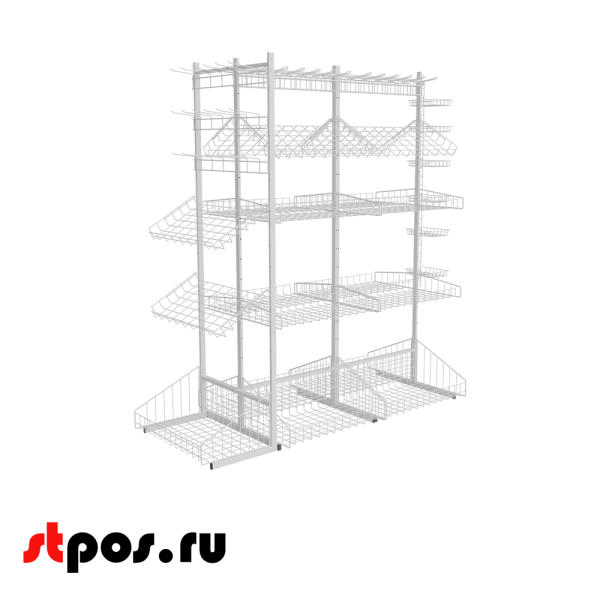 00_НАБОР Стойка прикассовая ДВУСТОРОННЯЯ в сборе 1850х1650х640мм, RAL 9016, Белый