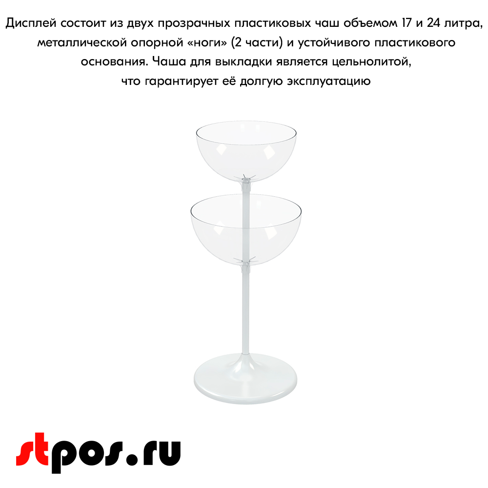 08_Дисплей UNIBOWL-TOWER (1100(203+230)х450(407+460)мм), 24 л и 17 л, Белый