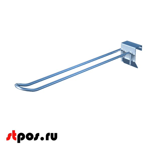 00_Крючок для штанги 30х15 (профиль) двойной 200мм, покрытие цинк-хром, d5мм