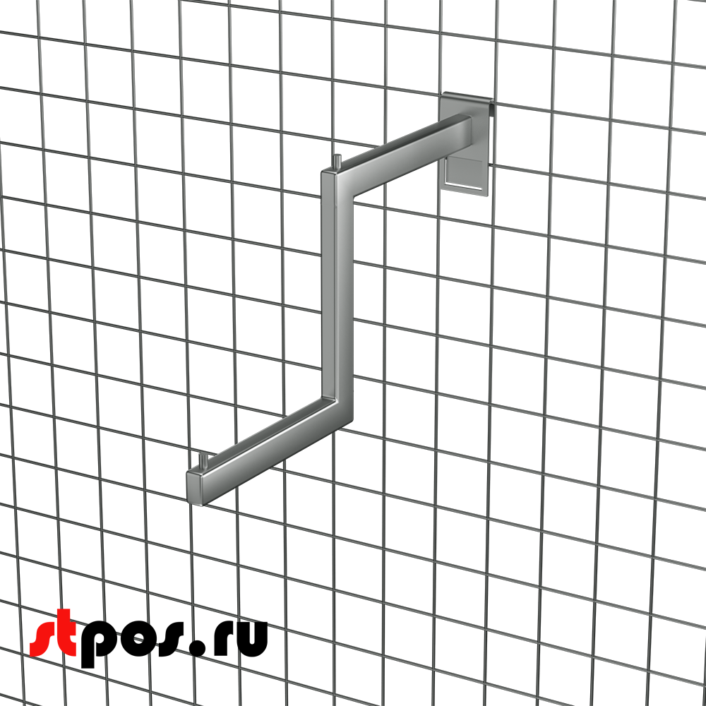 02_Кронштейн на сетку изогнутый 400мм, TZ109, хром