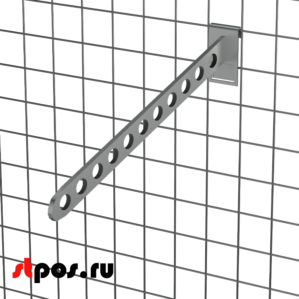 02_Кронштейн на сетку с 11 отверстиями 400мм, TZ106, хром