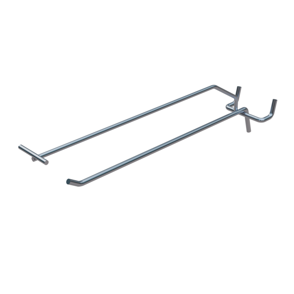 sk_Крючок для перфорации одинарный с ценникодержателем 250мм, цинк-хром, d5/4мм, шаг 50, Нордика