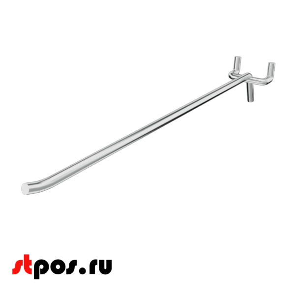 02_Крючок для перфорации одинарный усиленный без ценникодержателя 500 мм, цинк-хром, d8 мм, шаг 45 мм