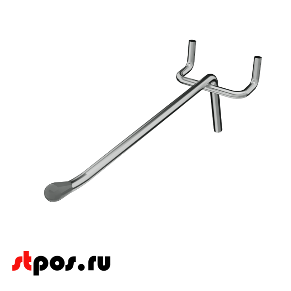 02_Крючок для перфорации одинарный без ценникодержателя, 150 мм, хром, d4,8 мм, Шаг 50 мм