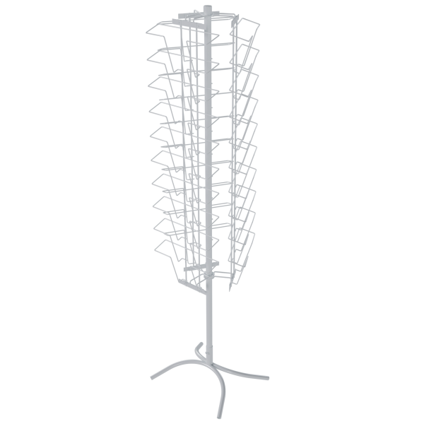 sk_КОМПЛЕКТ Буклетница вращающаяся трехгранная 30 ячеек А4 горизонтальных, опора Х-образная, RAL9016,Белый