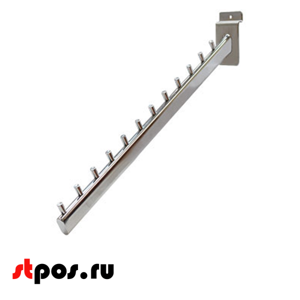 00_Кронштейн для экономпанели наклонный прямой 400мм, 12 штырей, F 105, хром