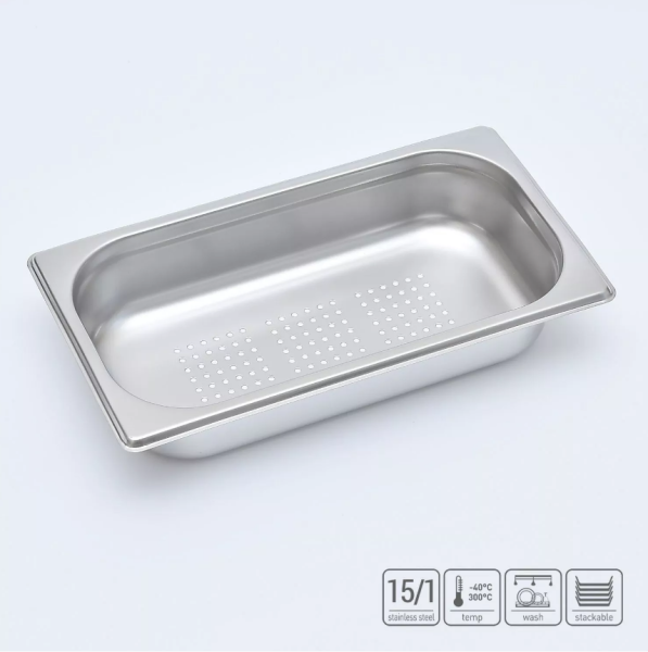 01_Гастроёмкость перфорированная из нержавеющей стали 325х176х65 мм (GN1_3 h65), 2 л
