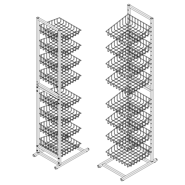 sk_Стойка 1800х350х500мм, Глянец, RAL6028 Зеленый + 8 сет.корзин 350х320мм, Глянец, RAL1018 Желтый