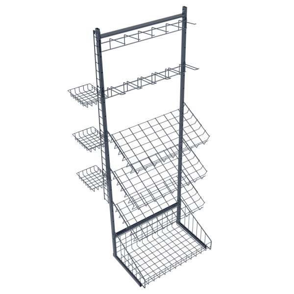 sk_НАБОР Стойка прикасс.для выпечки 640мм(1кор,3пол.нак.,1греб.штыр,1греб.яз,3полки мини),RAL7024 Серый