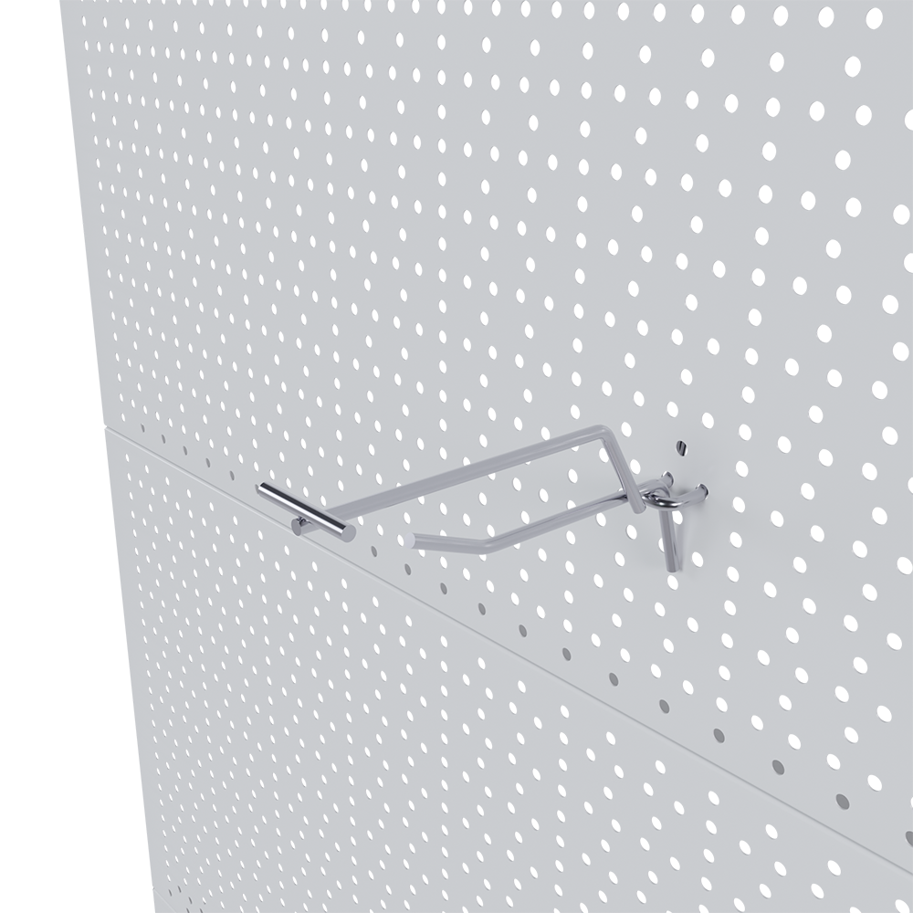 00_Крючок для перфорации одинарный с ценникодержателем 100мм, цинк-хром, d4/d4, шаг 15мм (45), BUDGET