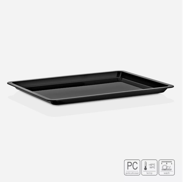 01_Поднос прямоугольный 325х265х22 мм (GN 1_2 h22), поликарбонат, Черный