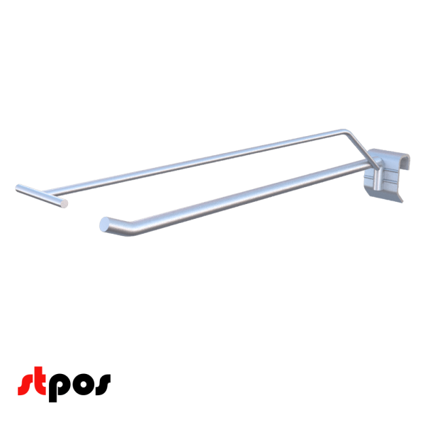 00_Крючок для штанги 30х15 (профиль) одинарный 300мм с ценником, покрытие цинк-хром, d8 d4