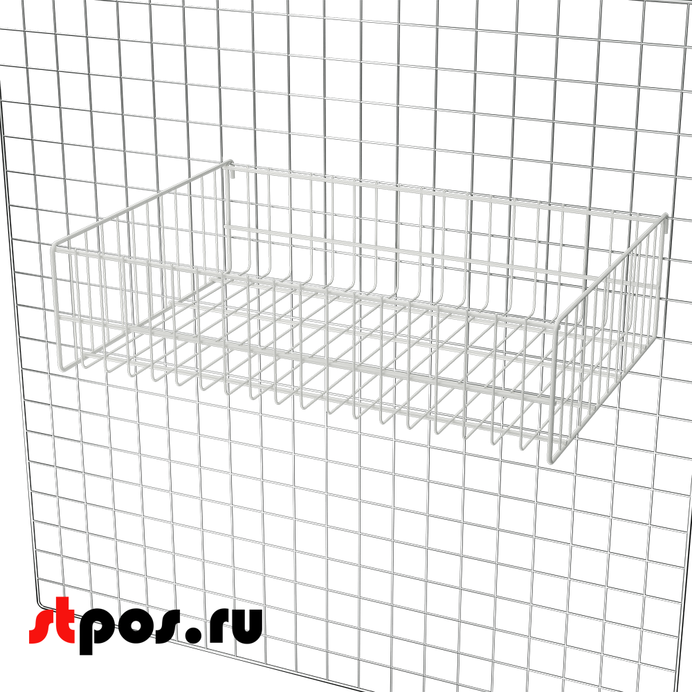 02_Корзина сетчатая на решетку 400х580 мм, h 150 мм Нордика RAL 9016