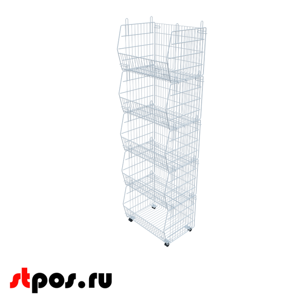 00_Стеллаж корзинный 600 мм на колесах