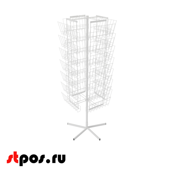 00_Стойка вращающаяся 28 газетниц, RAL9016, Белый