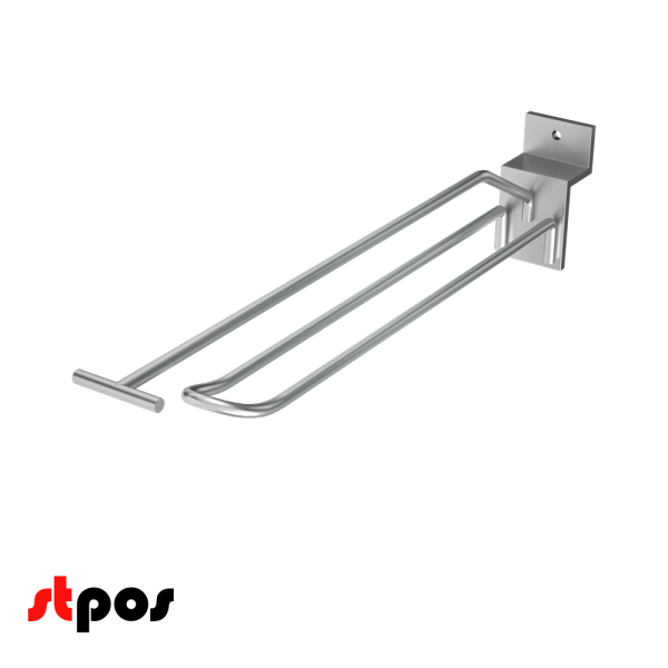 00_Крючок для экономпанели двойной с ценникодержателем 150мм, d4d3, цинк-хром