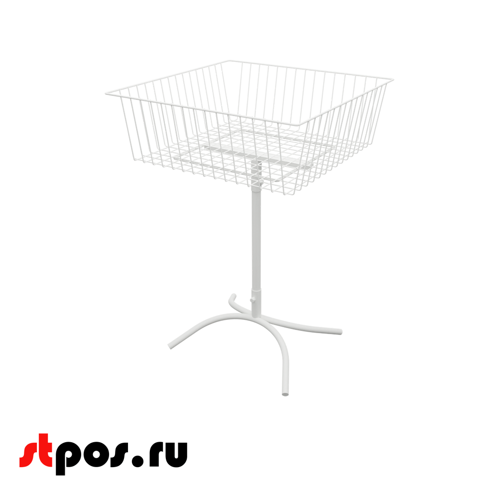 Стойка для распродаж с сетчатой корзиной 600x600x870мм, RAL9016, Белый