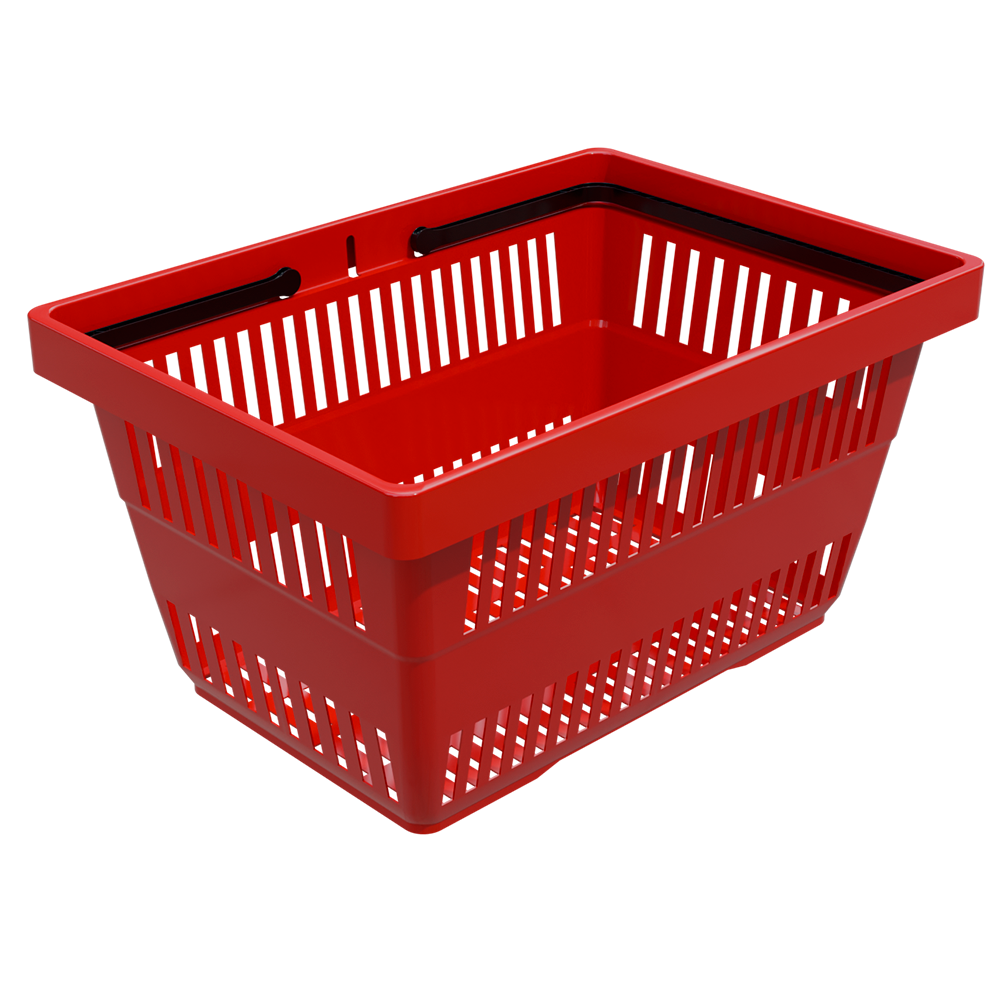 sk_1_Корзина покупательская пластиковая с 2мя пластиковыми ручками 20 л, Красный