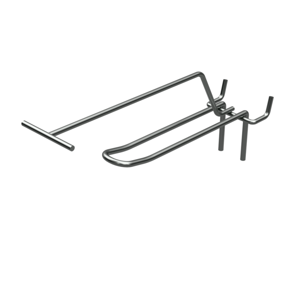 sk_Крючок для перфорации двойной с ценникодержателем, 150мм, d4мм, Шаг 50мм, Цинк