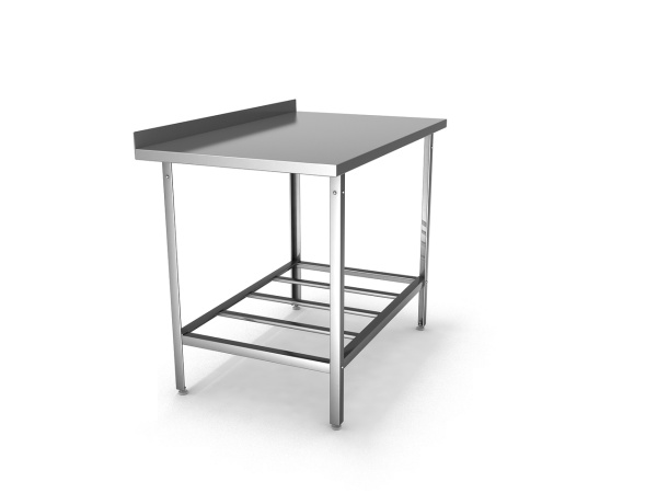 01_Стол производственный с полкой решётчатой.Пристенный (с бортом) СПП 12х6, оцинкованный