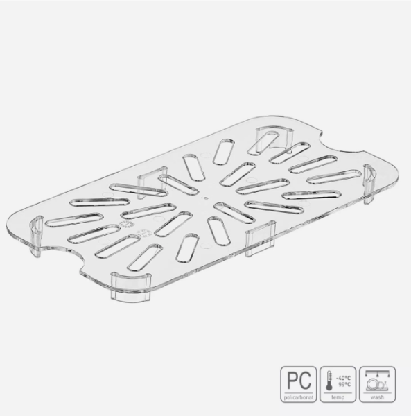 01_Полка дренажная из поликарбоната 208х105 мм прозрачная