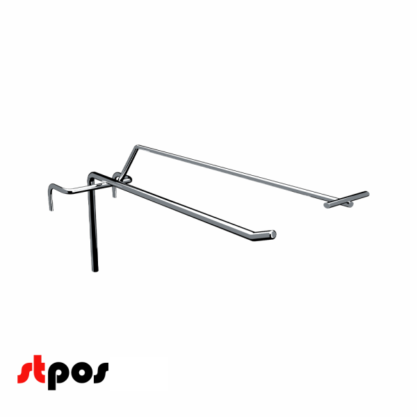 00_Крючок на решетку одинарный с ценникодержателем 100мм, цинк-хром, d4d3, шаг 50, BUDGET