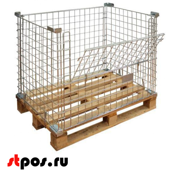 00_Штабелируемая насадка на европалету 1200х800х800 с откидной дверью, Цинк