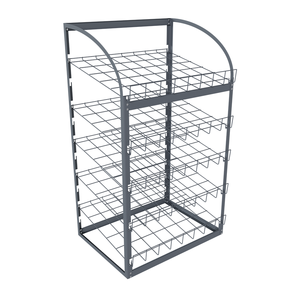 НАБОР Стойка прикассовая настольная 700х300х400, 5 полок 300мм, Муар, RAL7024 Серый