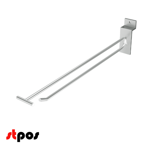 00_Крючок для экономпанели одинарный с ценникодержателем 300мм, d4,8, хром