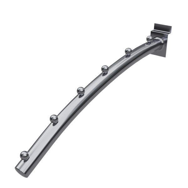 sk_Кронштейн на экономпанель наклонный, изогнутый волной, 6 шариков, длина 300мм, d19мм, Хром