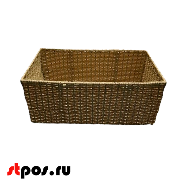 00_Корзина плетенная прямая, 400х600х150 мм, Полиротанг, Натуральный цвет