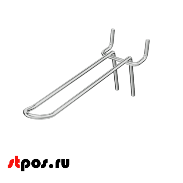 04_Крючок для перфорации двойной 200мм, хром, шаг 45мм