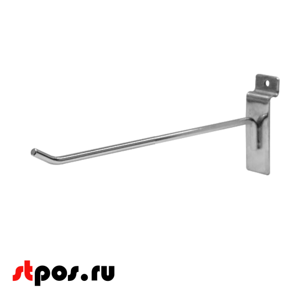 00_Крючок для эконом панели, одинарный, без ценникодержателя, 200мм, d6 мм, Хром